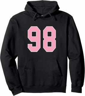 Number 98 Pink Football Basketball Breast Cancer Awareness Pullover Hoodie