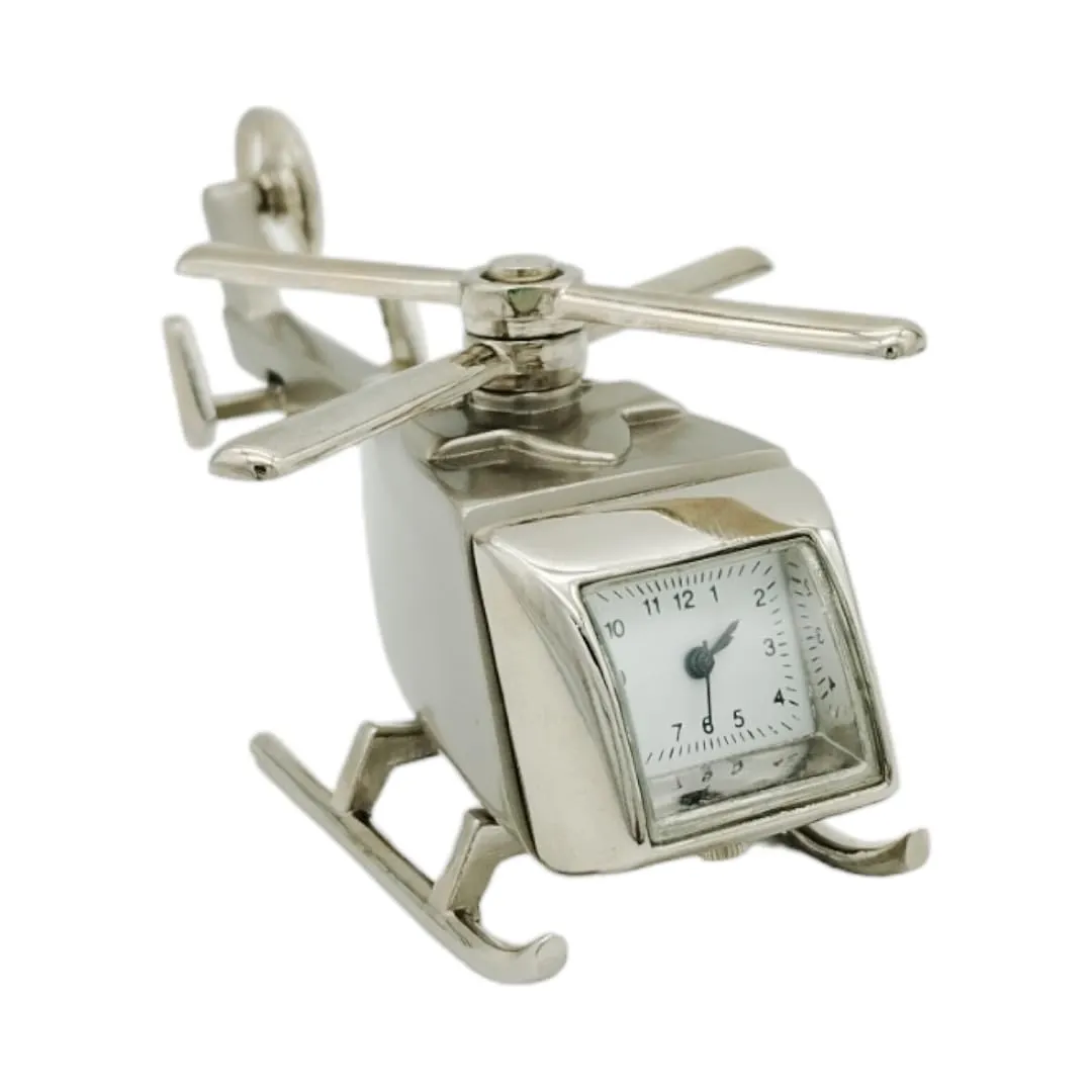 NXZ Analog Table Clock & Helicopter Miniature Desk Clock, Paper Weight Showpiece for Home/Office Decor