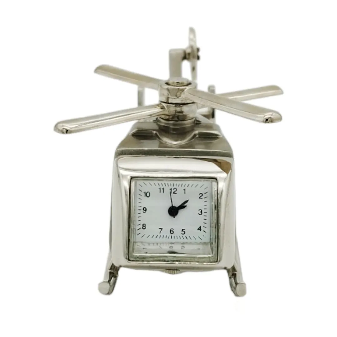 NXZ Analog Table Clock & Helicopter Miniature Desk Clock, Paper Weight Showpiece for Home/Office Decor