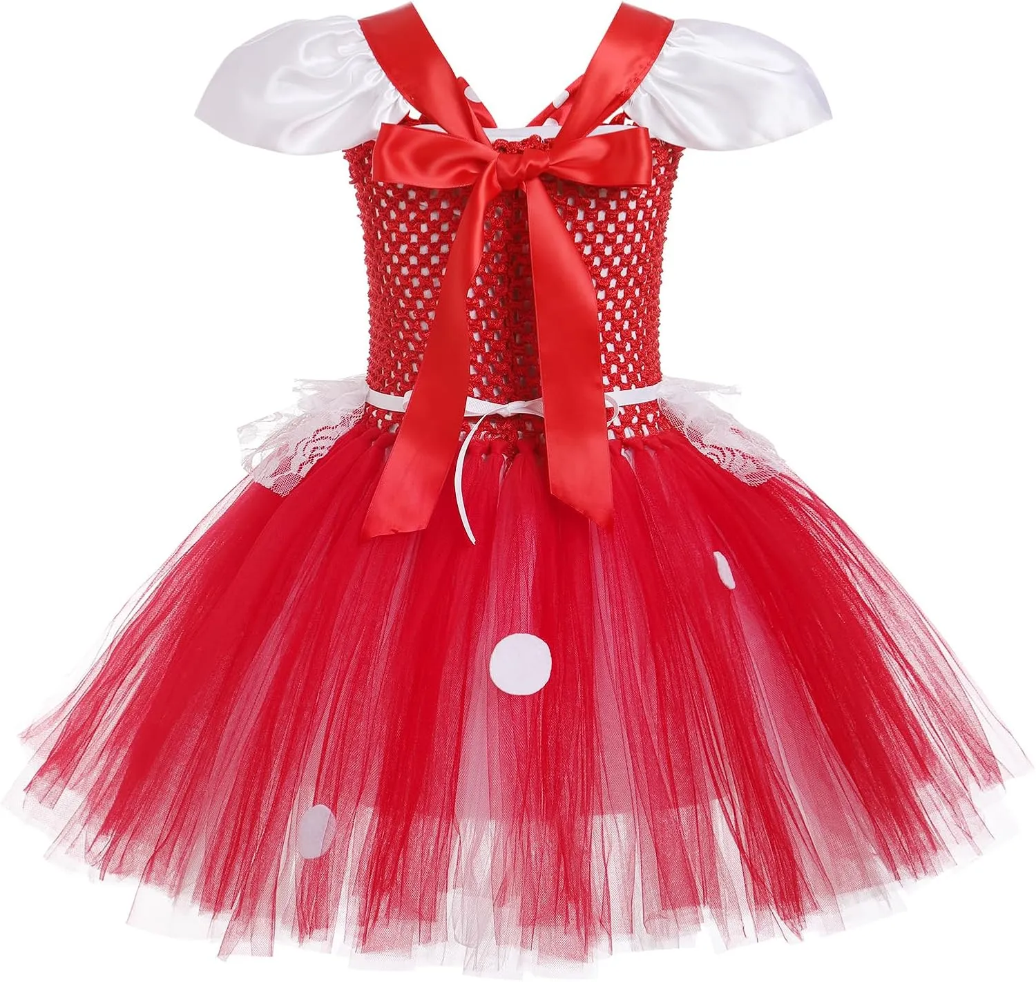 OBEEII Kids Girls Mushroom Halloween Costume Crochet Bodice Tulle Tutu Dress Headband Bag Set Carnival Fancy Dress Outfit