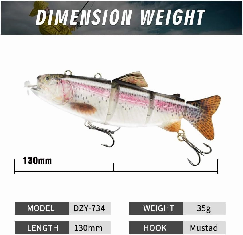 ods lure Robotic Swimming Lure USB Rechargeable LED Light 4-Segement Multi Jointed Swimbait Electric Bait Fishing Tackle