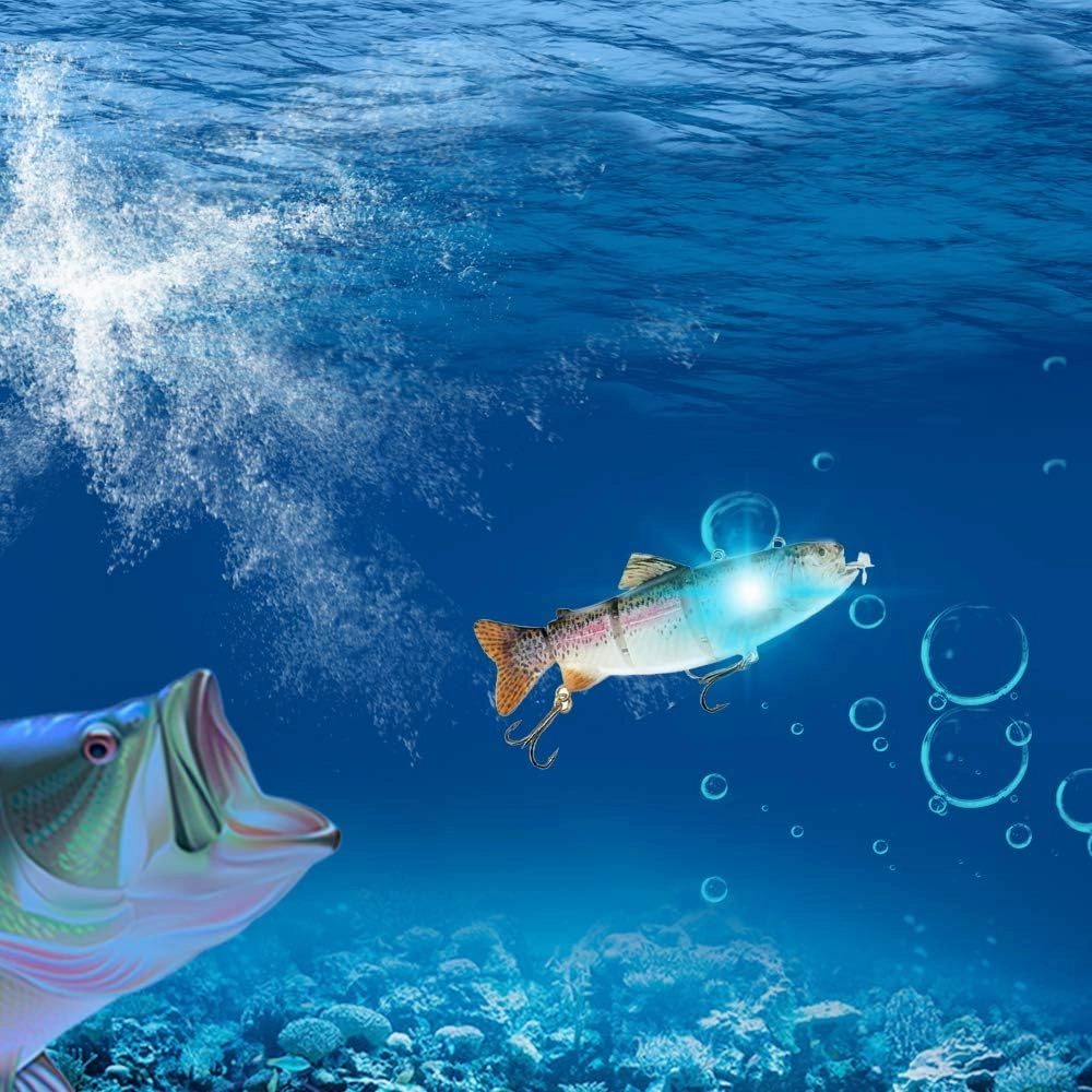 ods lure Robotic Swimming Lure USB Rechargeable LED Light 4-Segement Multi Jointed Swimbait Electric Bait Fishing Tackle