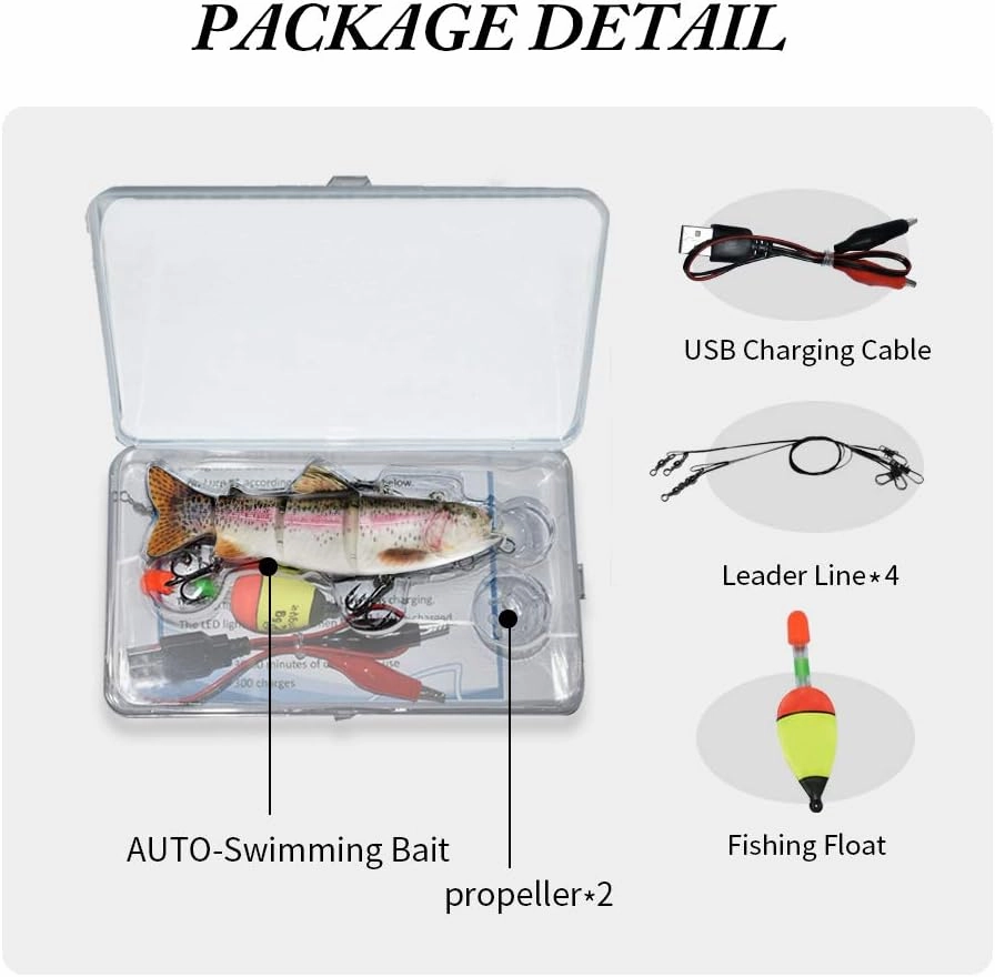 ods lure Robotic Swimming Lure USB Rechargeable LED Light 4-Segement Multi Jointed Swimbait Electric Bait Fishing Tackle