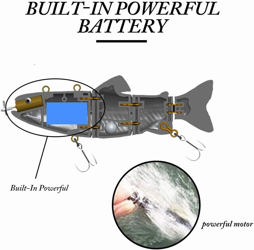 ods lure Robotic Swimming Lure USB Rechargeable LED Light 4-Segement Multi Jointed Swimbait Electric Bait Fishing Tackle