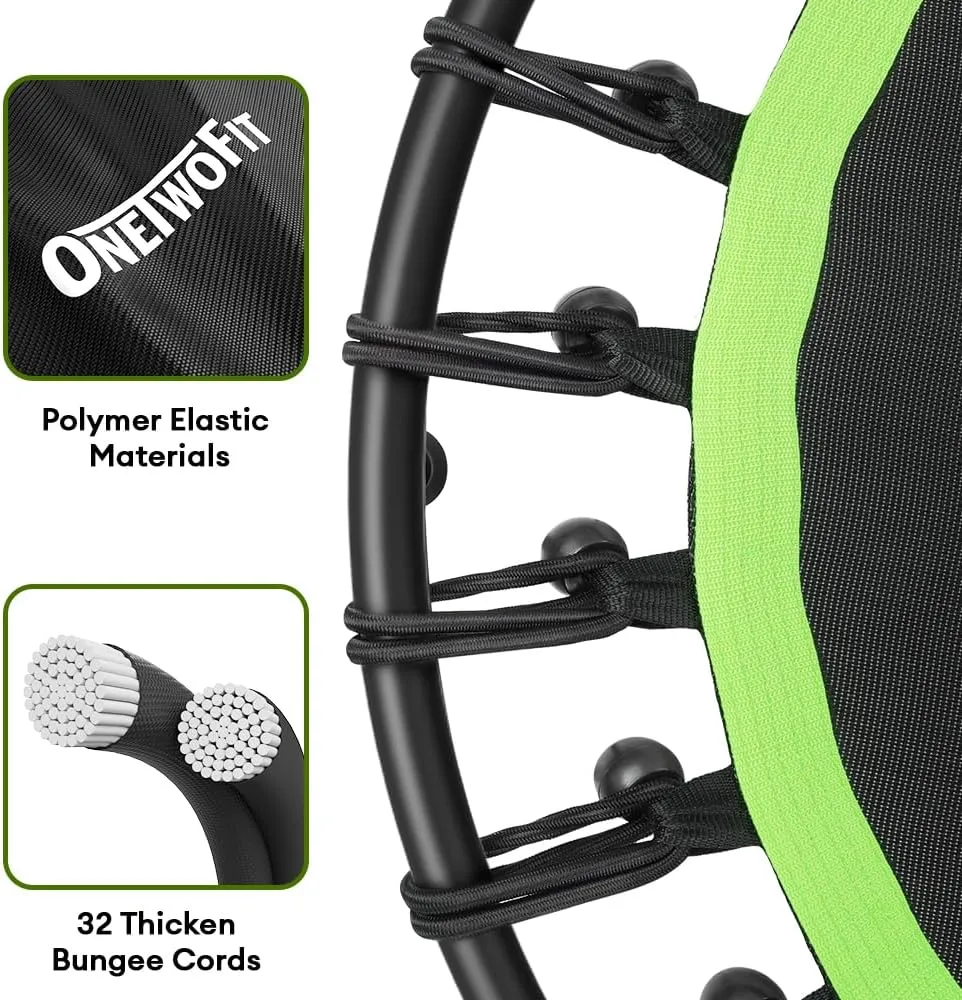 ONETWOFIT 42"/45" Rebounder Trampoline for Adults, Silent Mini Trampoline Indoor Exercise Fitness Trampoline Bungee Rebounder Workout Max Load 330lbs