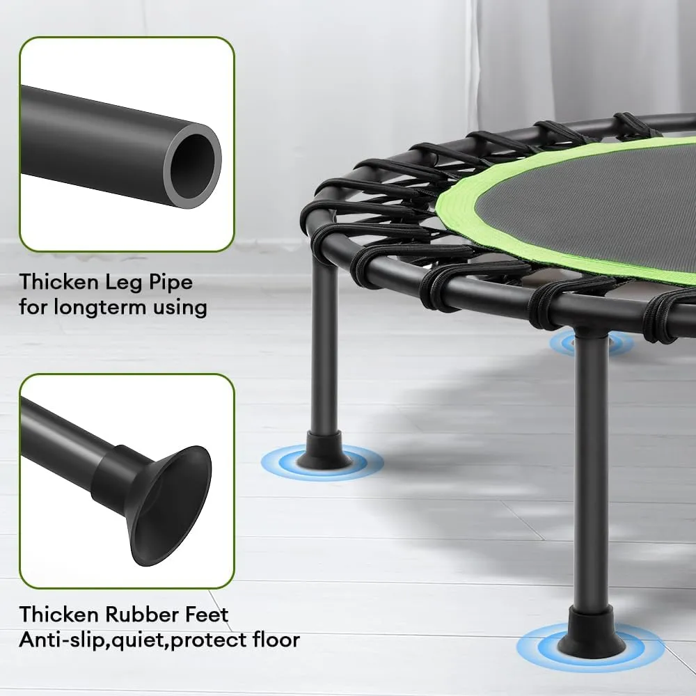 ONETWOFIT 42"/45" Rebounder Trampoline for Adults, Silent Mini Trampoline Indoor Exercise Fitness Trampoline Bungee Rebounder Workout Max Load 330lbs