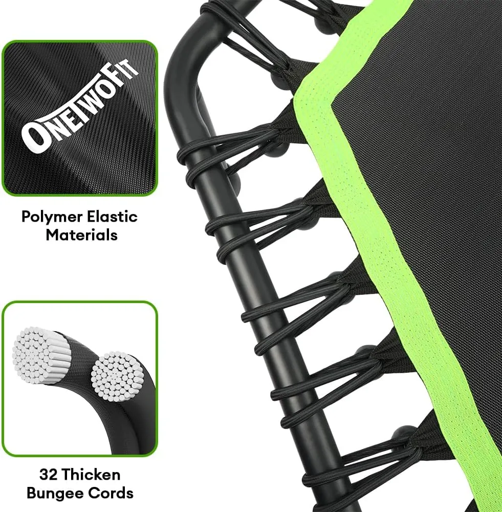 ONETWOFIT 42"/45" Rebounder Trampoline for Adults, Silent Mini Trampoline Indoor Exercise Fitness Trampoline Bungee Rebounder Workout Max Load 330lbs