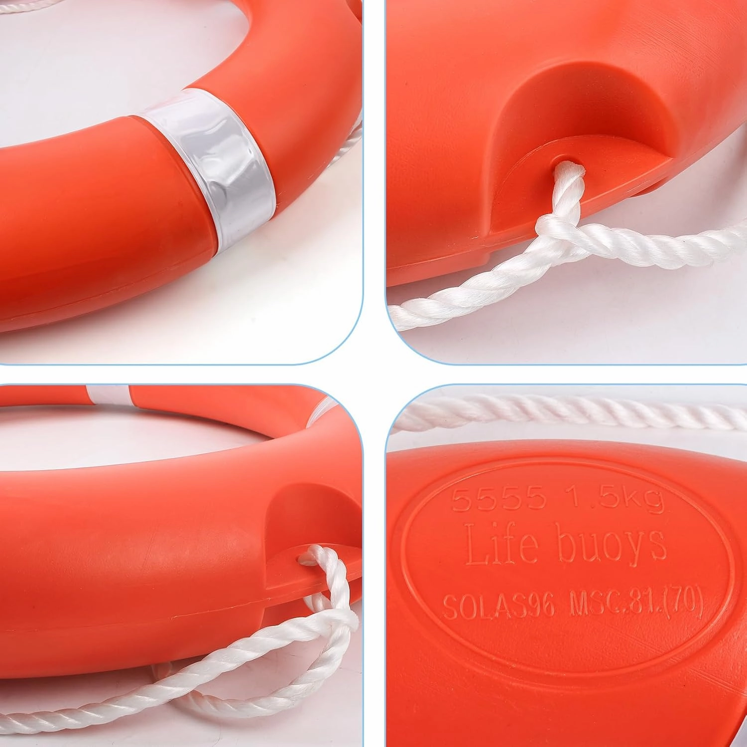 Orange Boat Safety Throw Ring with Bracket - 23"/28" Life Ring Buoy with 98.5 FT Rope and Reflective Tape
