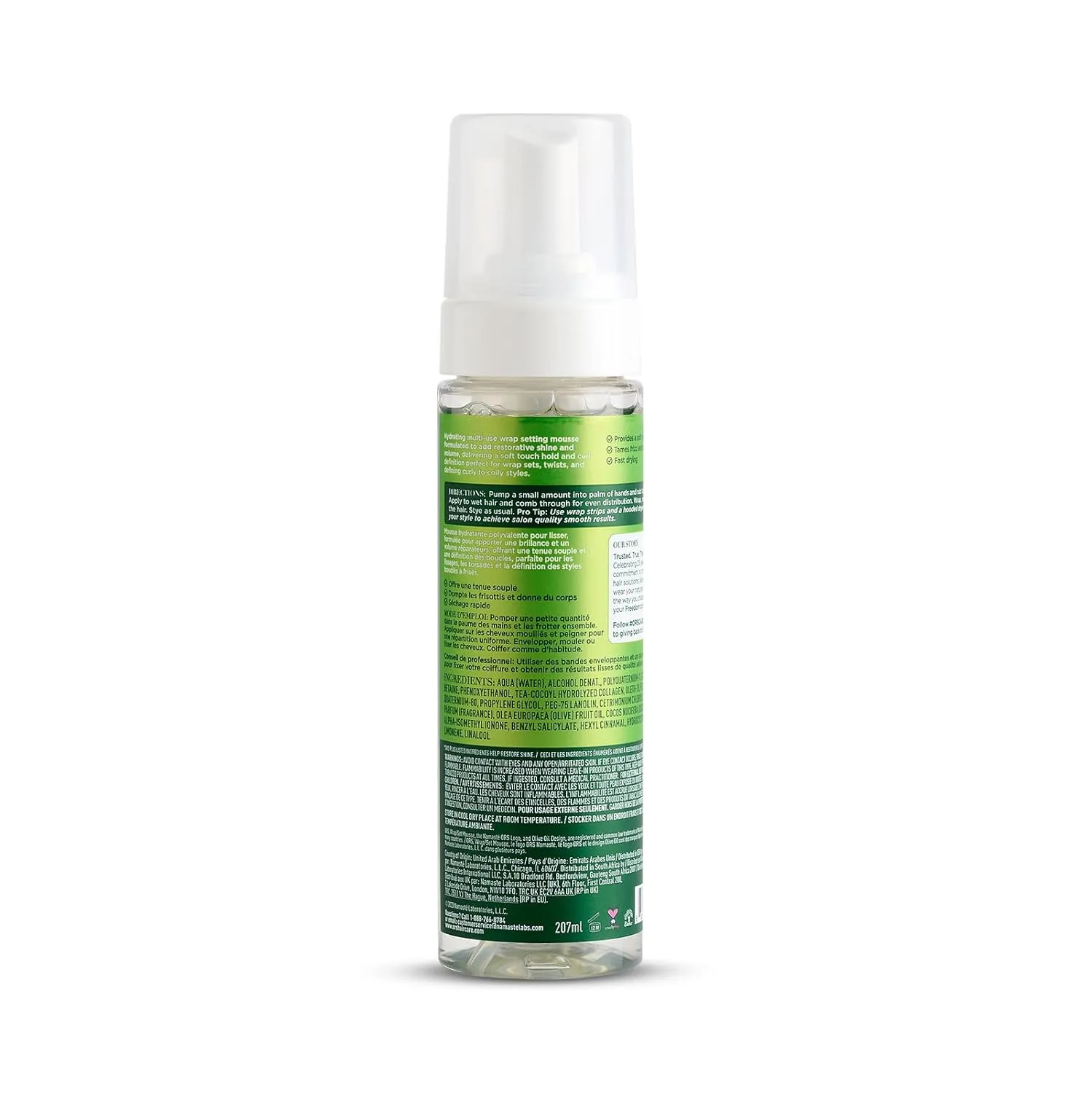 ORS Olive Oil Hold & Shine Wrap Set Mousse Infused with Coconut Oil for Restorative Shine 7 Ounce (Pack of 3)