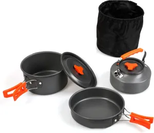 Outdoor Camping Cookware Set Pot Fry Pan Kettle With Storage Bag Campfire Utensils Portable Travel Cooking Tableware