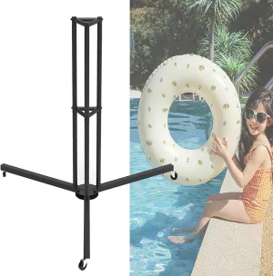 Outdoor Swim Rings Storage Holder, Portable Pool Equipment Float Organizer Cart, Vertical Stacking Swimming Ring Display Rack