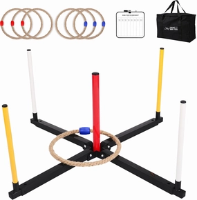 Outdoor Games Giant Ring Toss Games Oversized Instant Set-up Includes 6 Giant Rings, 5 Extra Games, Carrying Case and Scoreboard