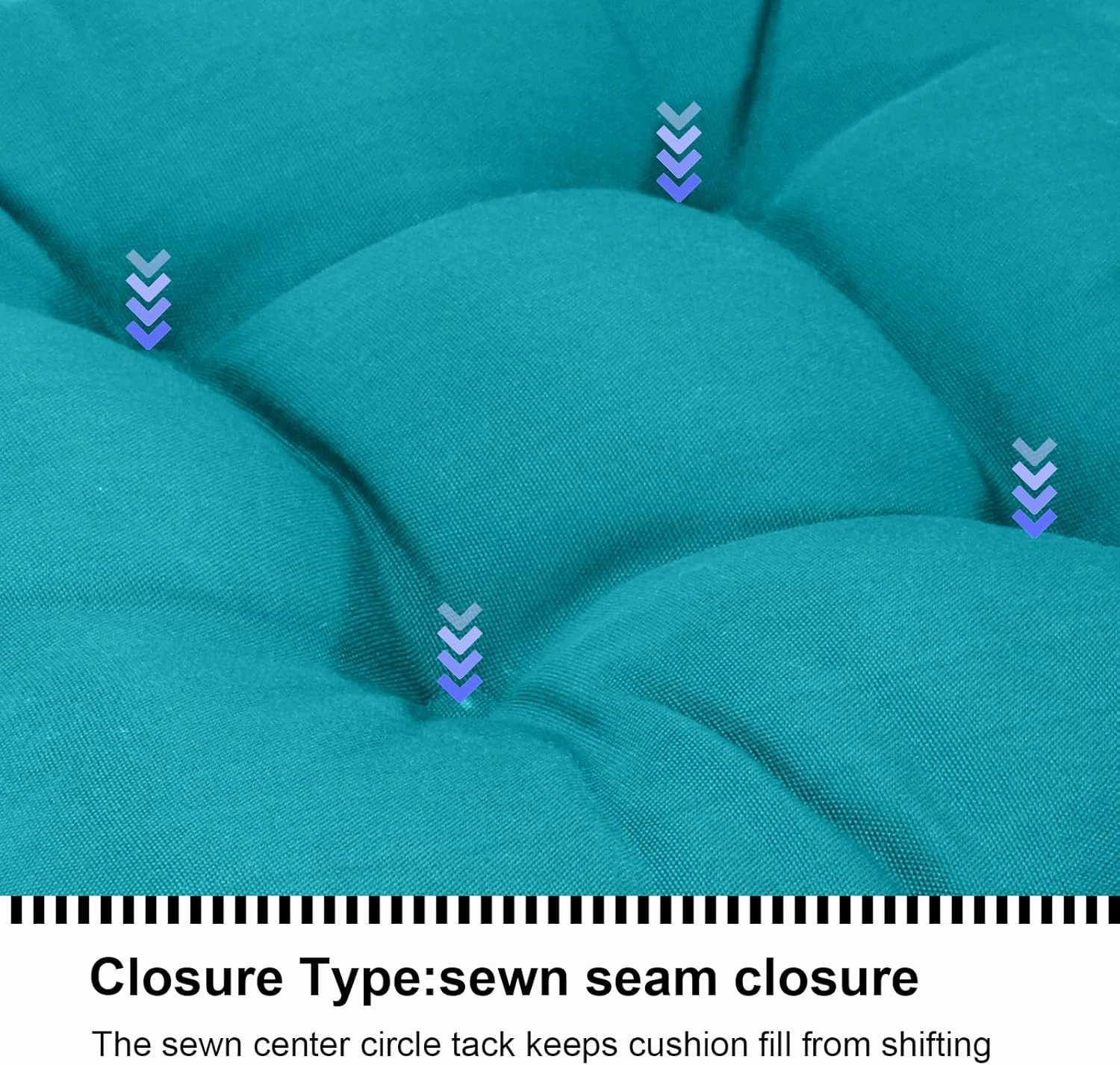 Outdoor Tufted Wicker Cushions Seat Cushions for Patio Furniture Set of 2, 19x19 Outdoor Chair Cushions Weather Resistant Patio Cushions with Ties for Wicker Chair (Aqua Green, 2 Pack)