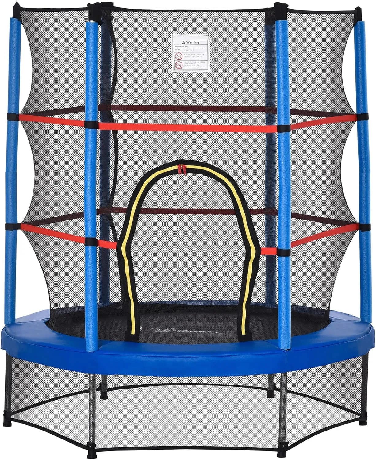 Outsunny 5FT Trampoline for Kids, 55" Mini Indoor Outdoor Toddler Trampoline Toy with Enclosure Net, Springless Design, Safety Pad and Steel Frame, Gift for Boys Girls 3 to 6 Years