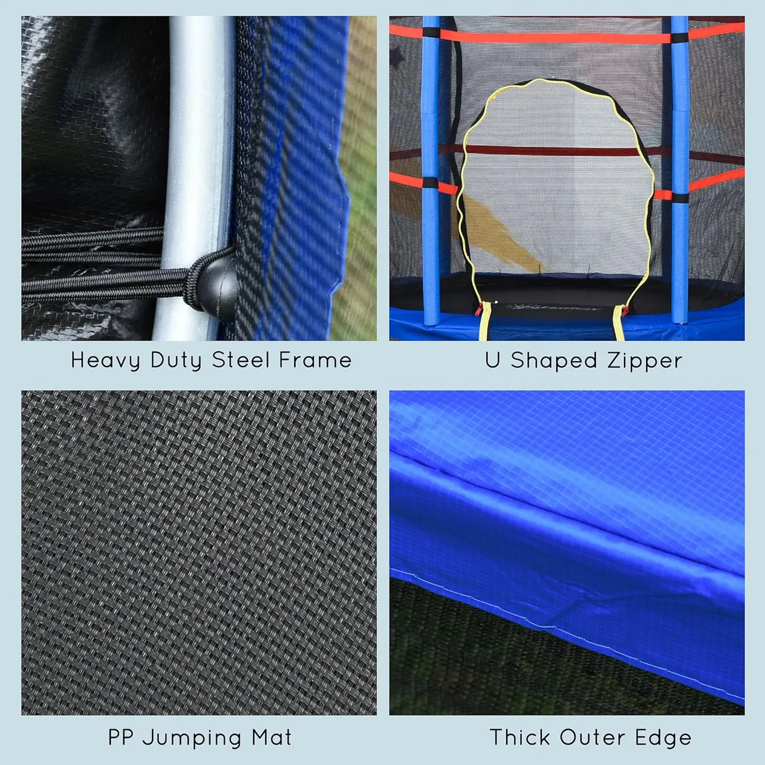Outsunny 5FT Trampoline for Kids, 55" Mini Indoor Outdoor Toddler Trampoline Toy with Enclosure Net, Springless Design, Safety Pad and Steel Frame, Gift for Boys Girls 3 to 6 Years