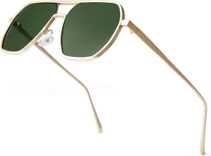 Oversized Polarized Square Aviator Sunglasses for Men Women Vintage Sun Glasses Large Retro Metal Mens Shades