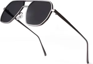 Oversized Polarized Square Aviator Sunglasses for Men Women Vintage Sun Glasses Large Retro Metal Mens Shades