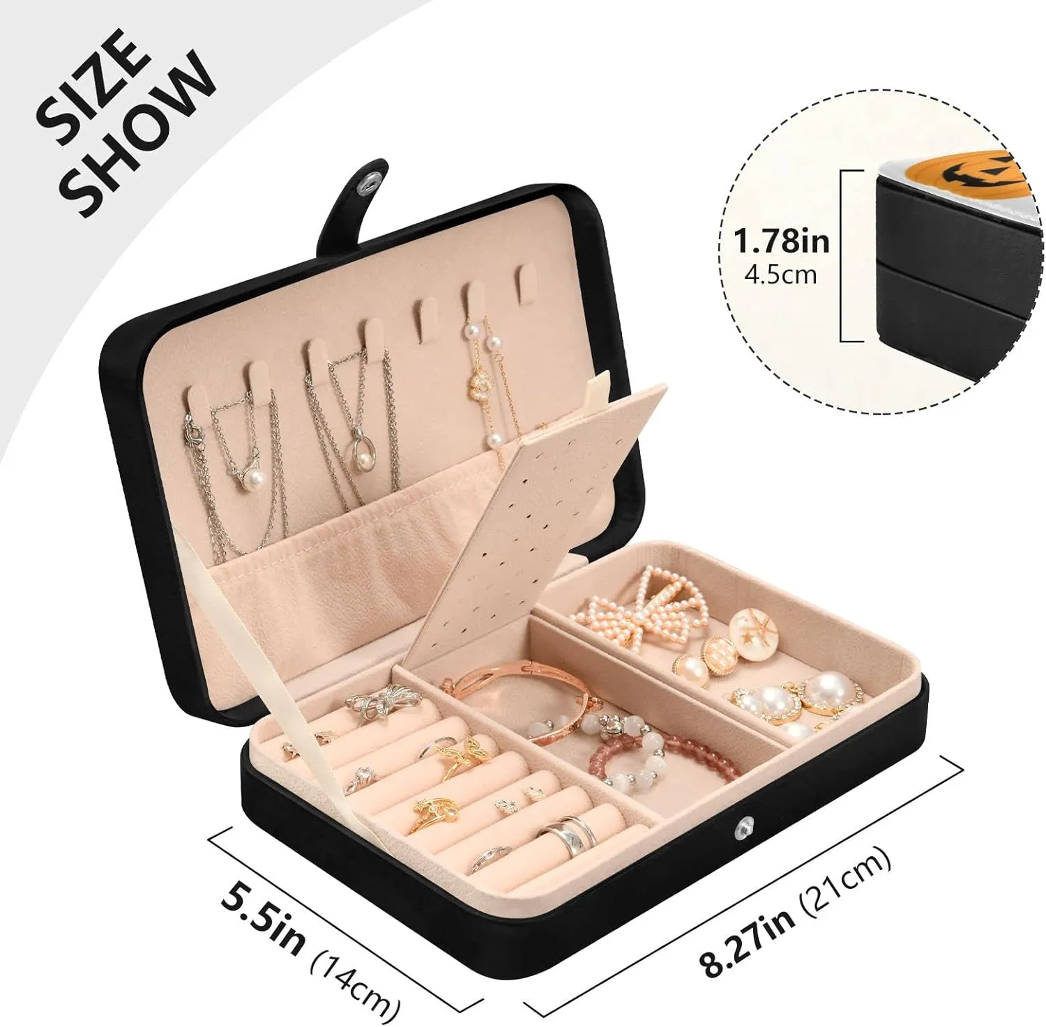 Oyihfvs St Patrick's Day Seamless Owls on Tree Branches on White Leather Jewelry Bag, Jewelry Storage, Portable Jewelry Organizer Boxes for Women Lady Necklace, Earrings, Rings, Bracelet
