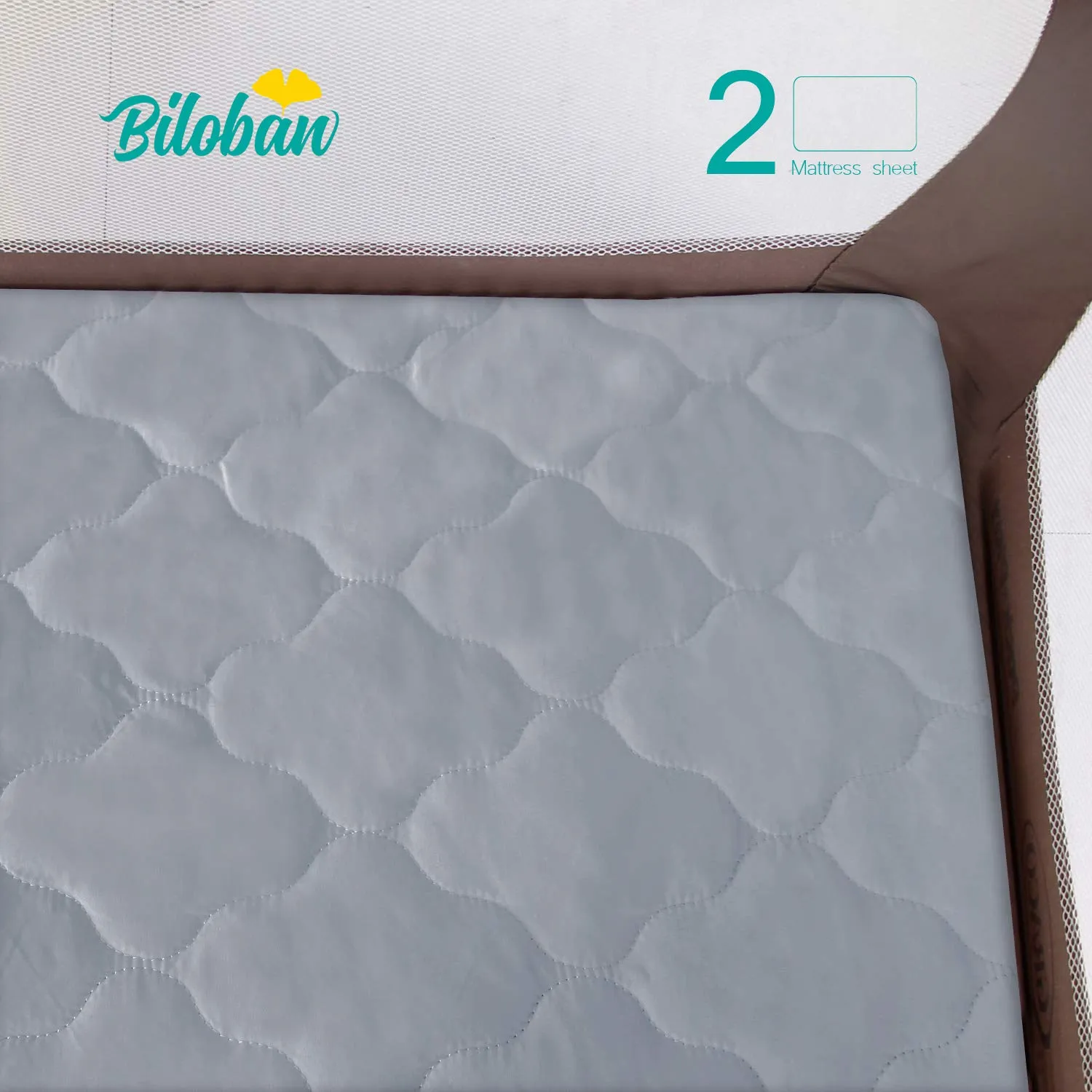 Pack and Play Sheets Mattress Pad Protector Fitted Waterproof Playard Mattress Cover, Compatible with Graco Pack n Play & Dream On Me & Pamo Babe, Playpen/Playard Sheet Quilted, Gray, 39" x 27"