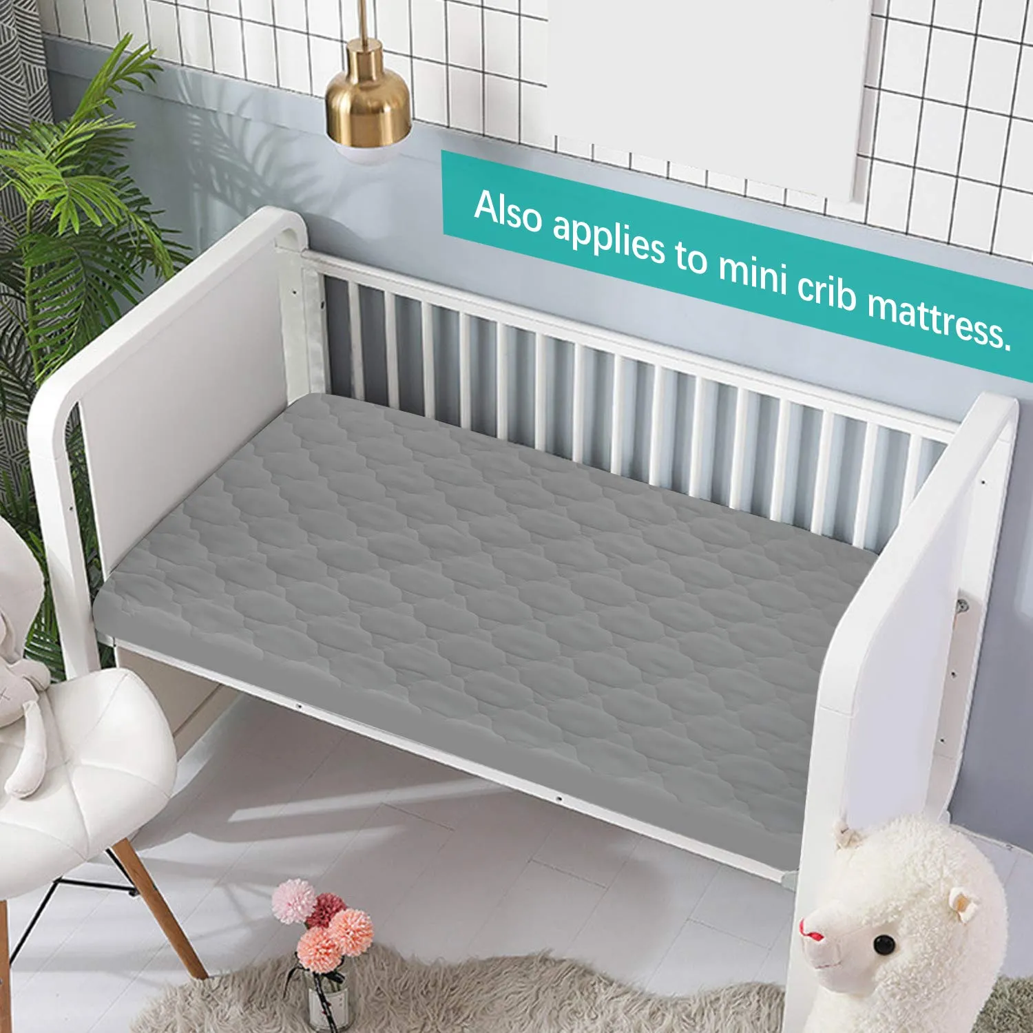 Pack and Play Sheets Mattress Pad Protector Fitted Waterproof Playard Mattress Cover, Compatible with Graco Pack n Play & Dream On Me & Pamo Babe, Playpen/Playard Sheet Quilted, Gray, 39" x 27"