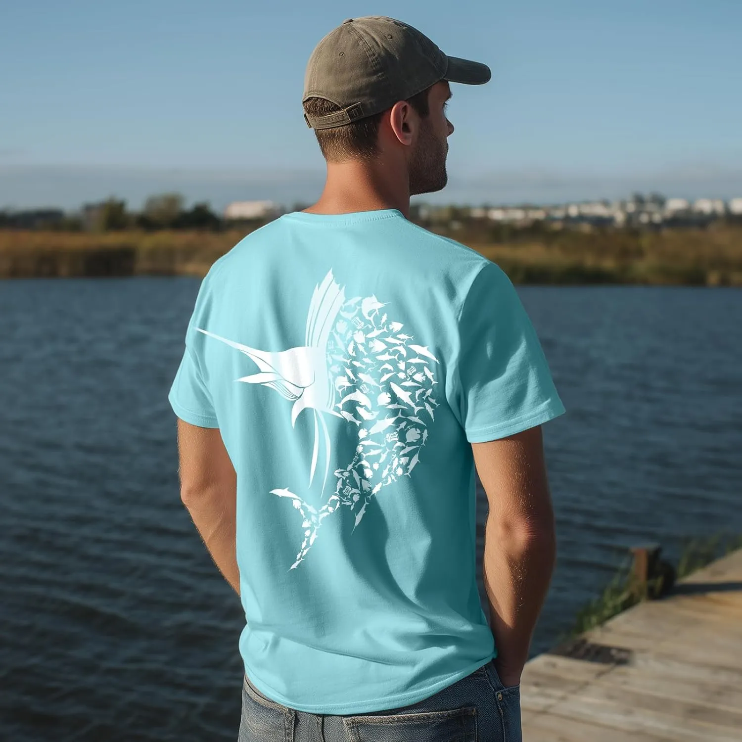 Palmyth Fishing Shirts for Men Short Sleeve Sun Protection T Shirt UPF 50  Quick Dry Tee