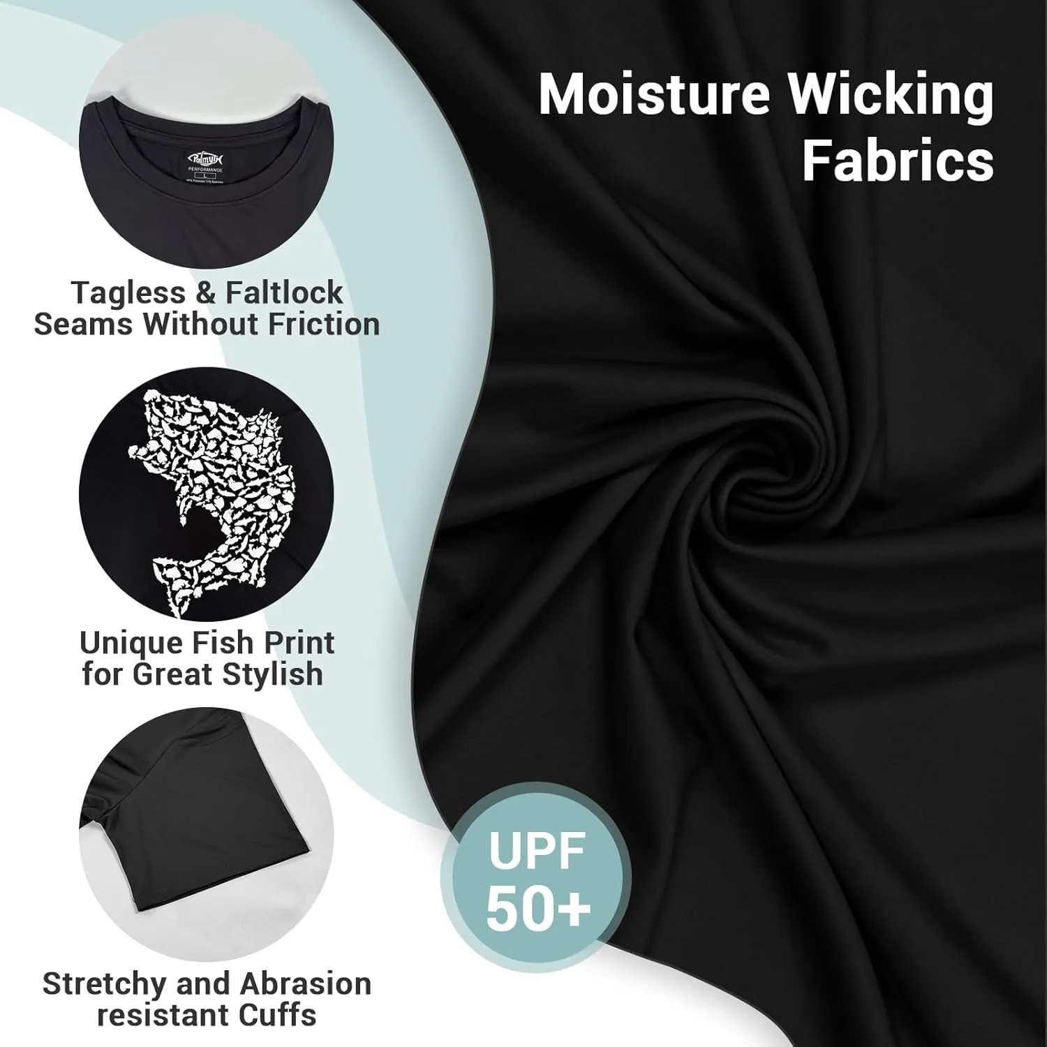 Palmyth Fishing Shirts for Men Short Sleeve Sun Protection T Shirt UPF 50  Quick Dry Tee