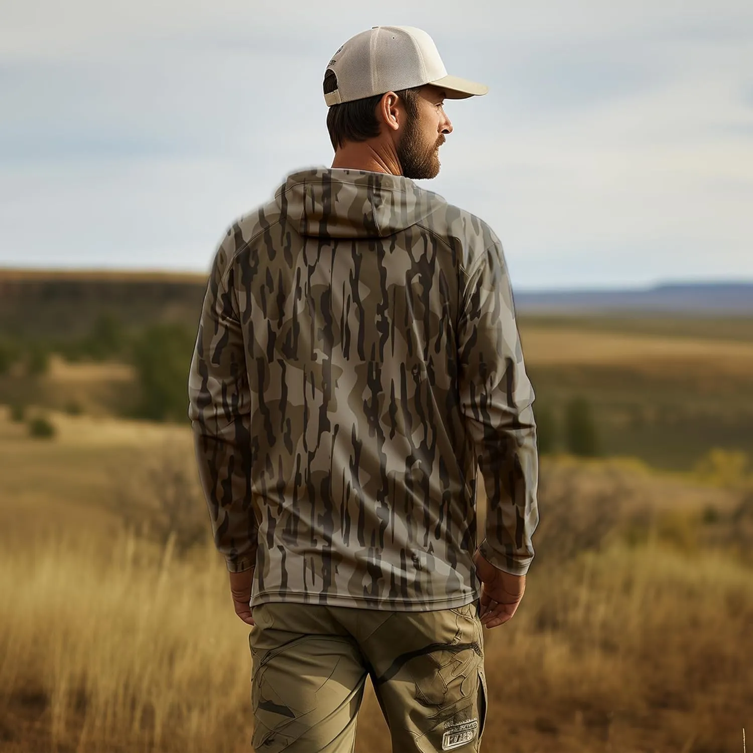 Palmyth Hunting Hoodie with Mask for Men Long Sleeve Sun Protection UV UPF 50  Camo Fishing Shirts