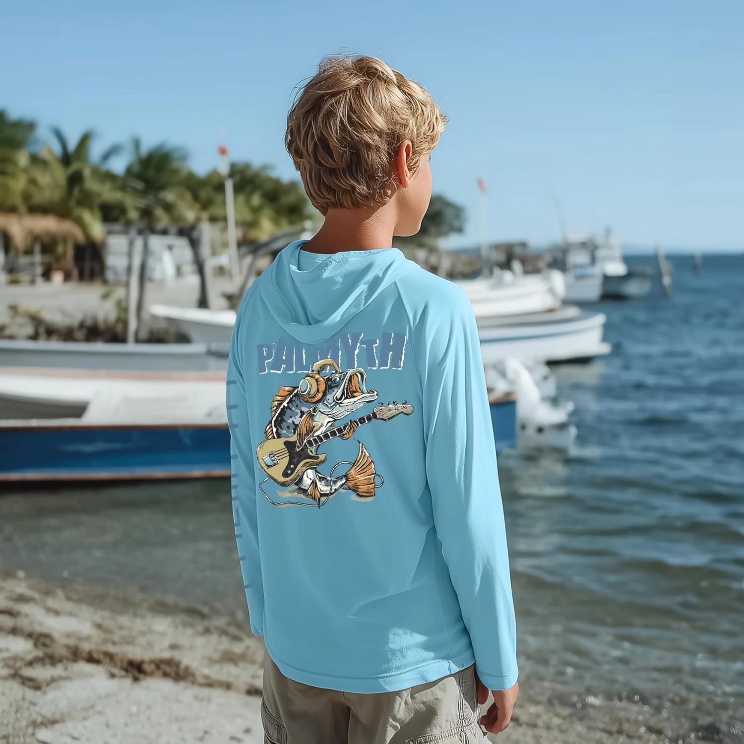 Palmyth Boys Fishing Shirt Youth Hoodie Sun Protection UPF 50  Long Sleeve Hooded Shirts