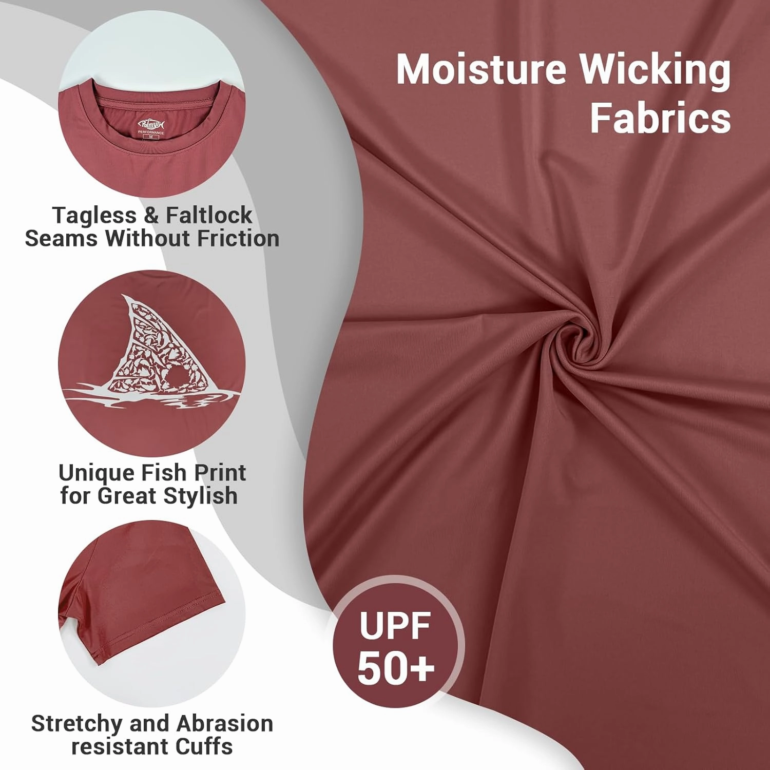 Palmyth Fishing Shirts for Men Short Sleeve Sun Protection T Shirt UPF 50  Quick Dry Tee