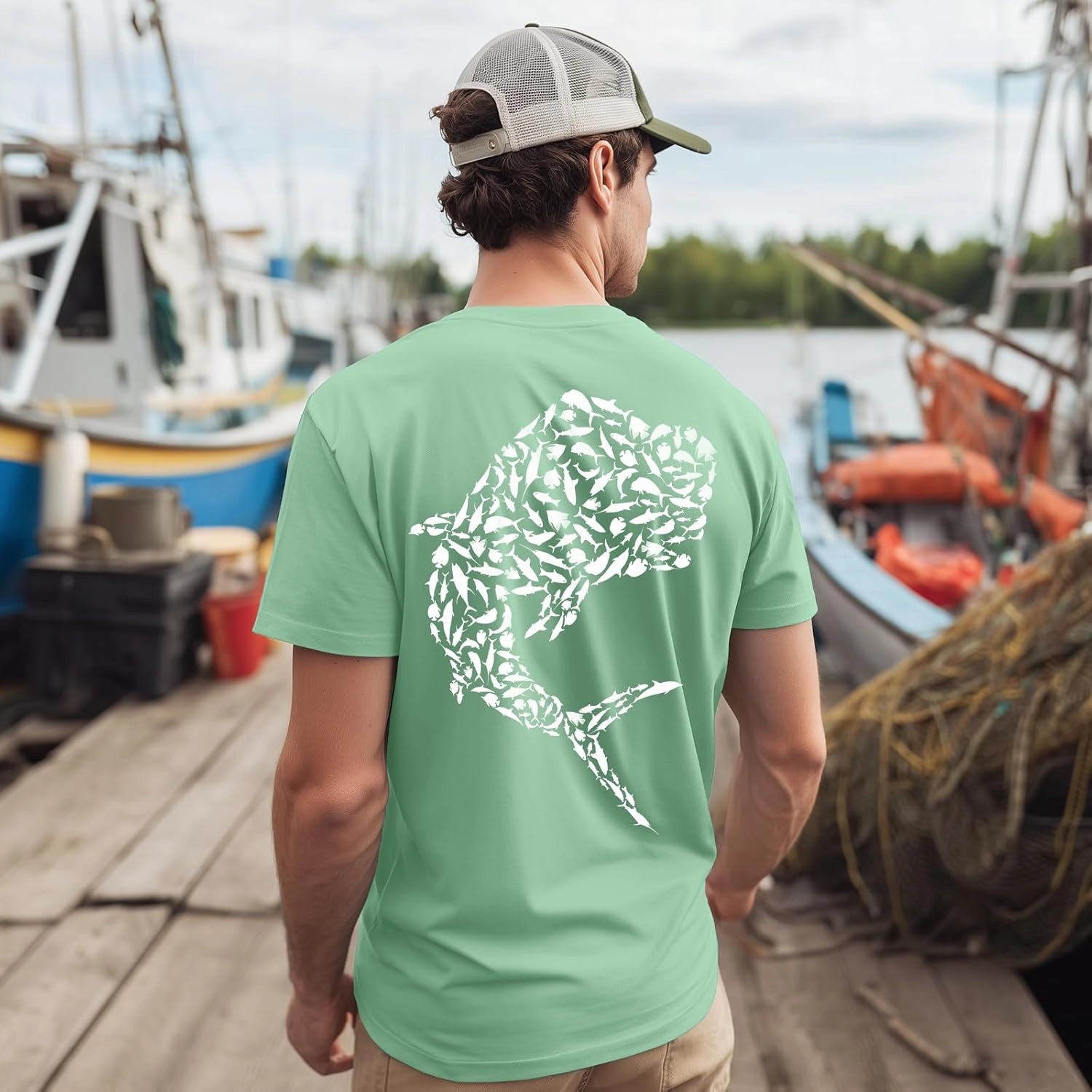 Palmyth Fishing Shirts for Men Short Sleeve Sun Protection T Shirt UPF 50  Quick Dry Tee