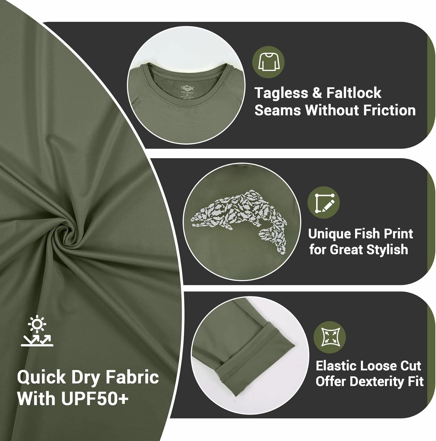 Palmyth Fishing Shirts for Men Sun Protection Long Sleeve T Shirt UPF 50  Quick Dry Tee