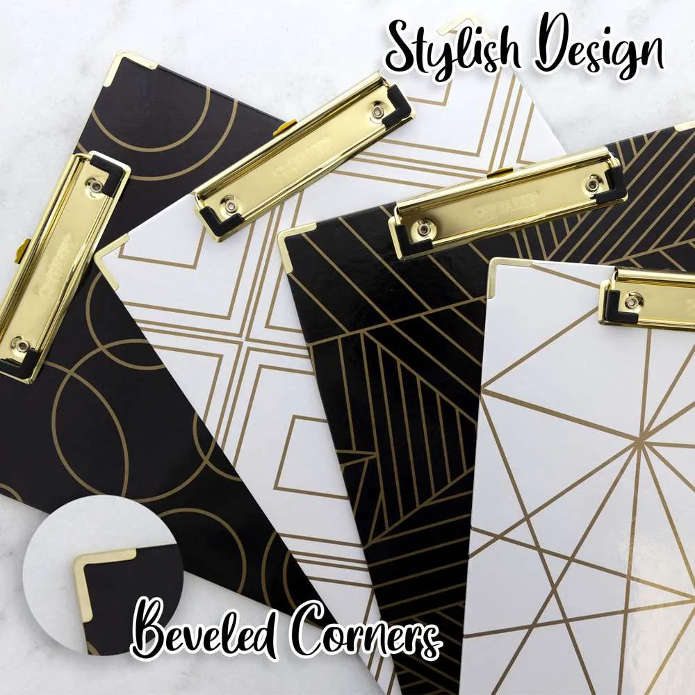 Paperboard Clipboard Geometric Gold Low Profile Clip