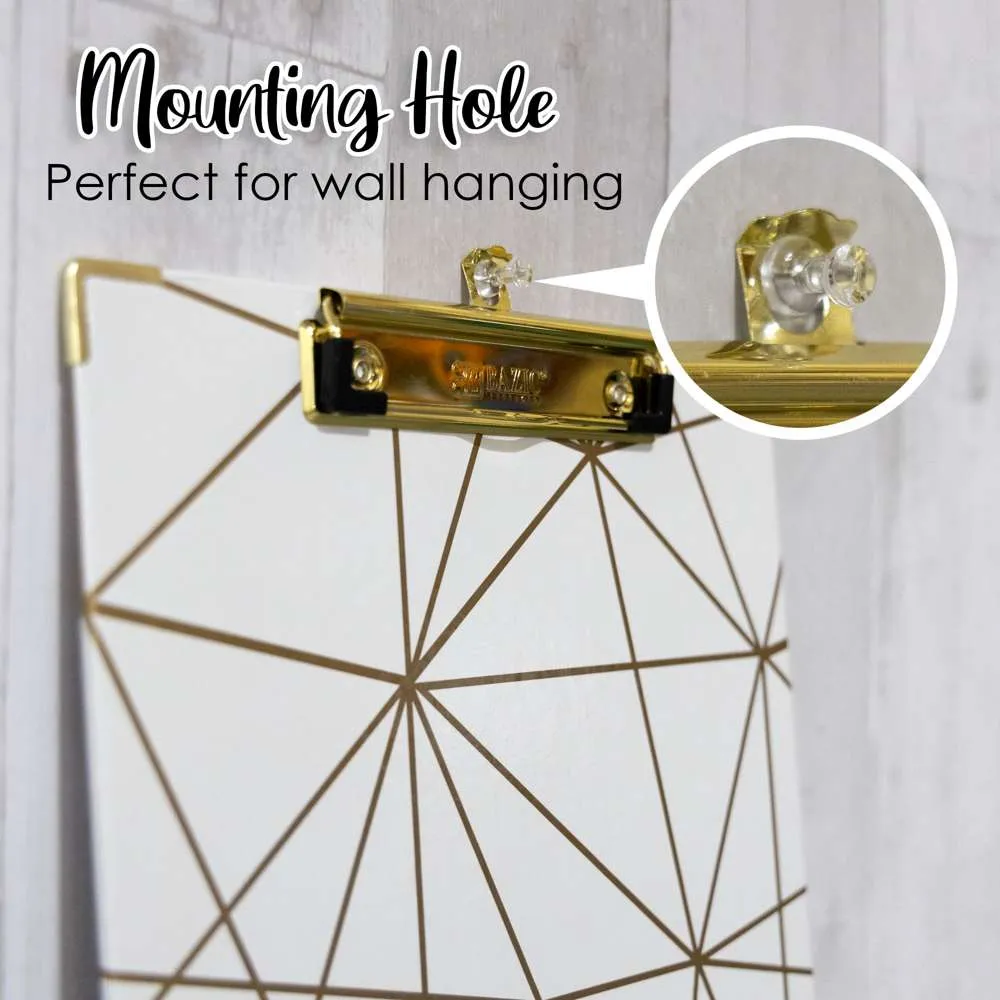 Paperboard Clipboard Geometric Gold Low Profile Clip