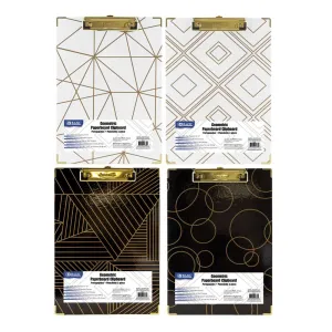 Paperboard Clipboard Geometric Gold Low Profile Clip