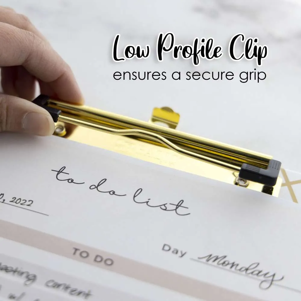 Paperboard Clipboard Geometric Gold Low Profile Clip