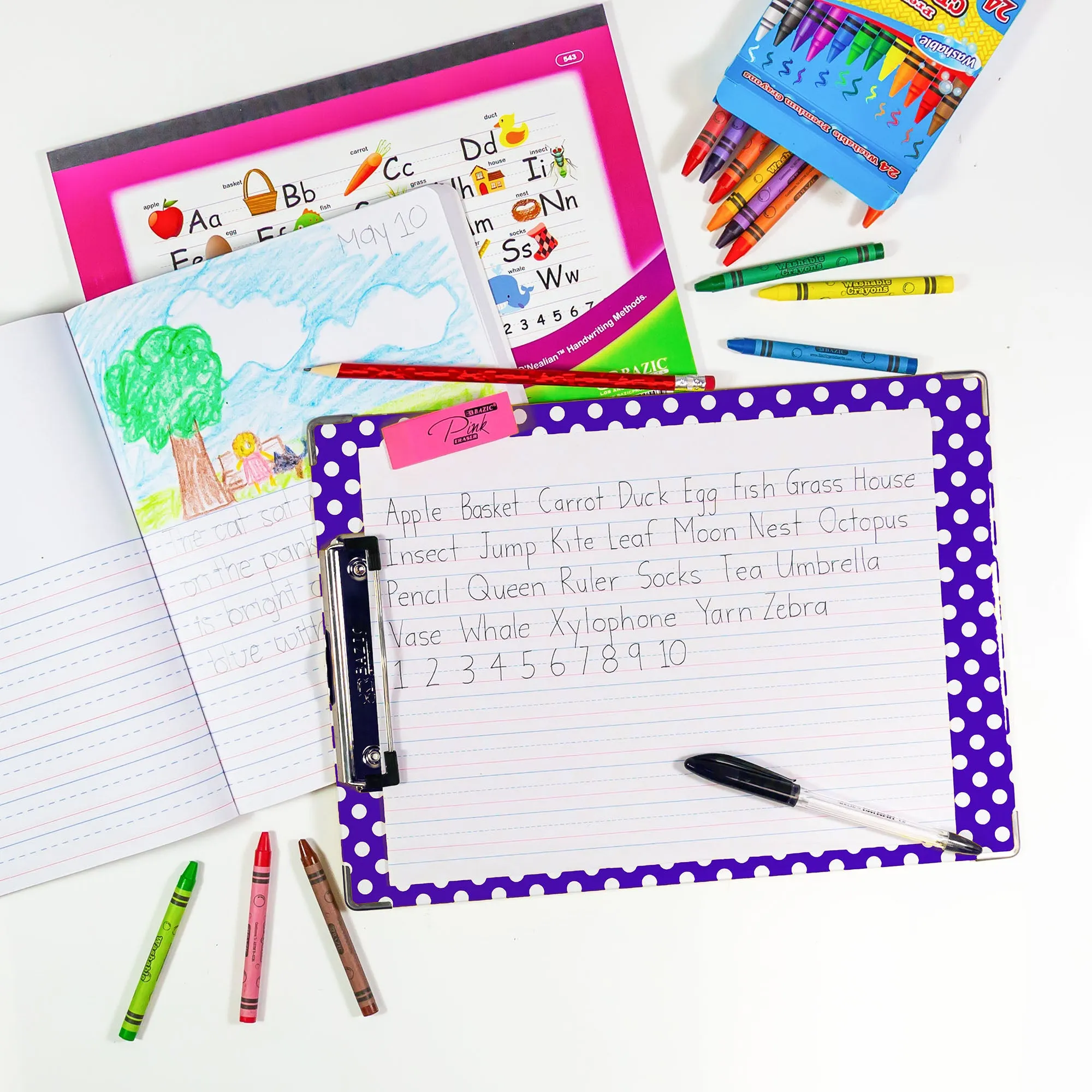 Paperboard Clipboard Standard Size Polka Dot w/ Low Profile Clip