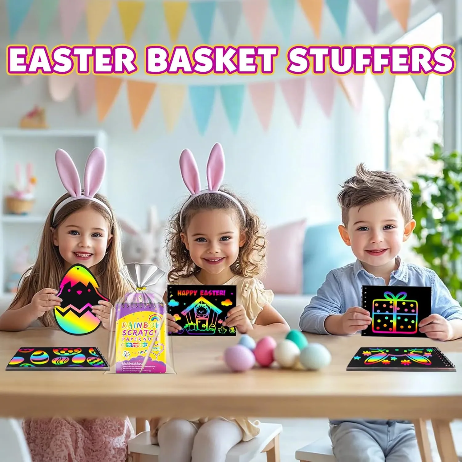 Party Favors for Kids 4-8-12: 16 Pack Scratch Rainbow Art Crafts Notebook, Coloring Book Goodie Bags Stuffers Kit, Bulk Birthday Gift Classroom Prizes Girl Boy Toddler