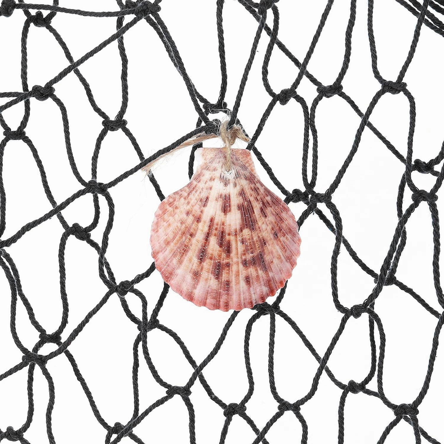 PATIKIL Fishing Net Decor, 80" x 60" Mediterranean Style Photographing Decoration Natural Fish Net Party Accessory with Sea Shells for Home Bedroom, Black