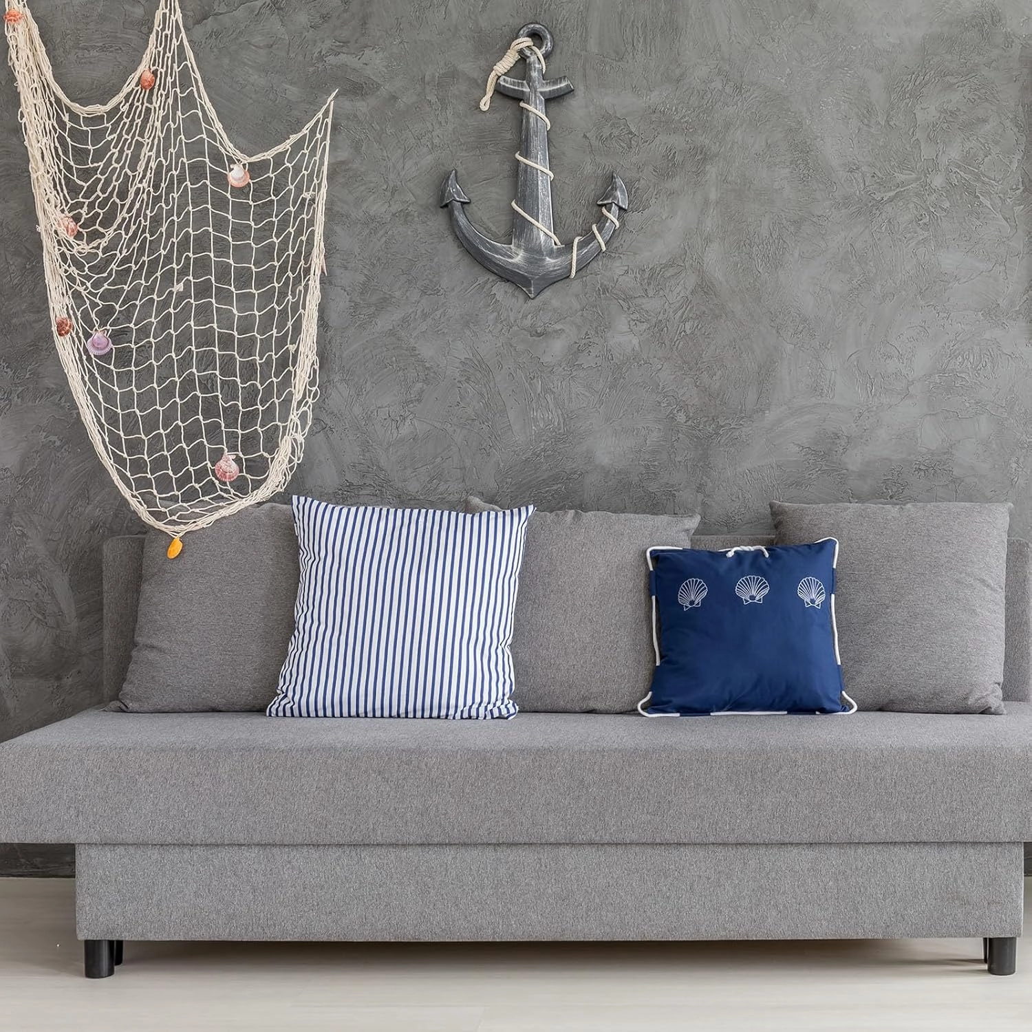 PATIKIL Fishing Net Decor, 80" x 60" Mediterranean Style Photographing Decoration Natural Fish Net Party Accessory with Sea Shells for Home Bedroom, Black