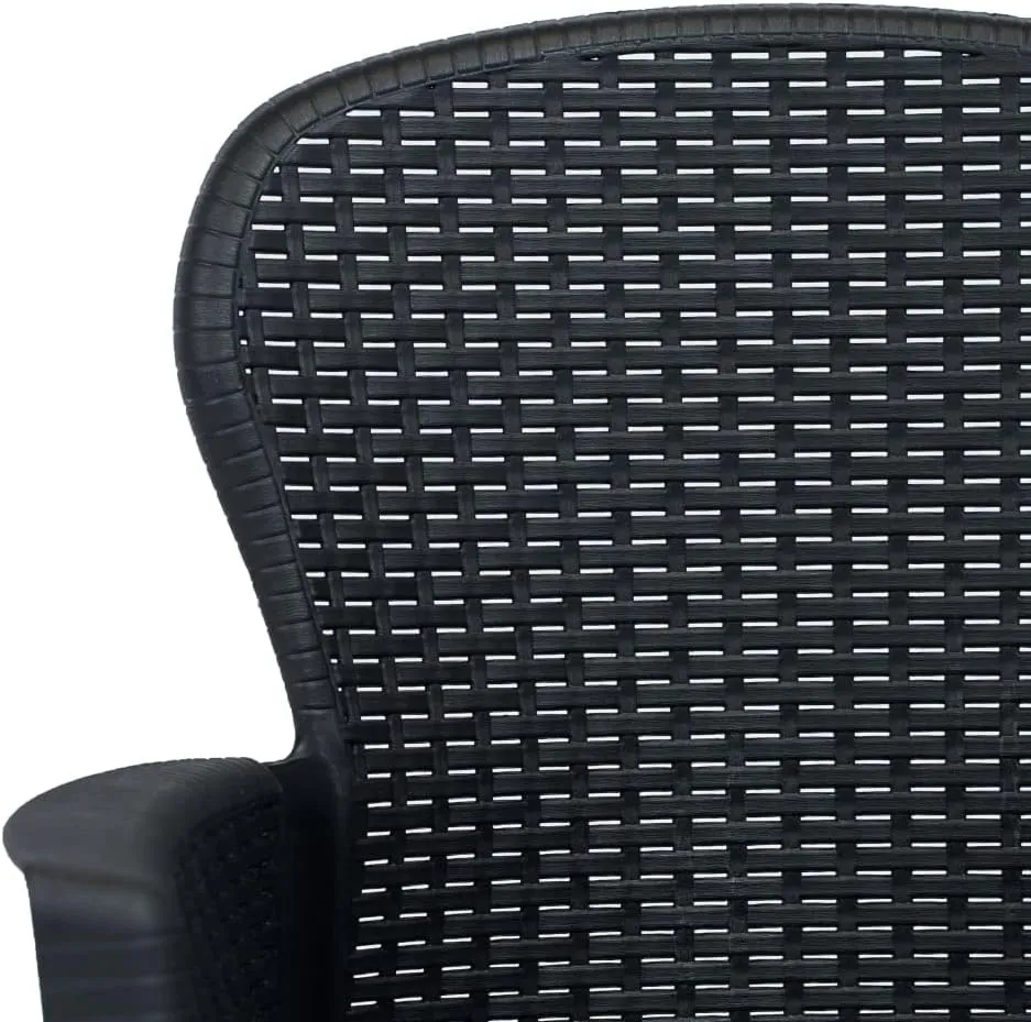 Patio Chairs 2-Piece Set with Cushions Anthracite Plastic Rattan Look Outdoor Furniture for Garden Poolside and Backyard Dining