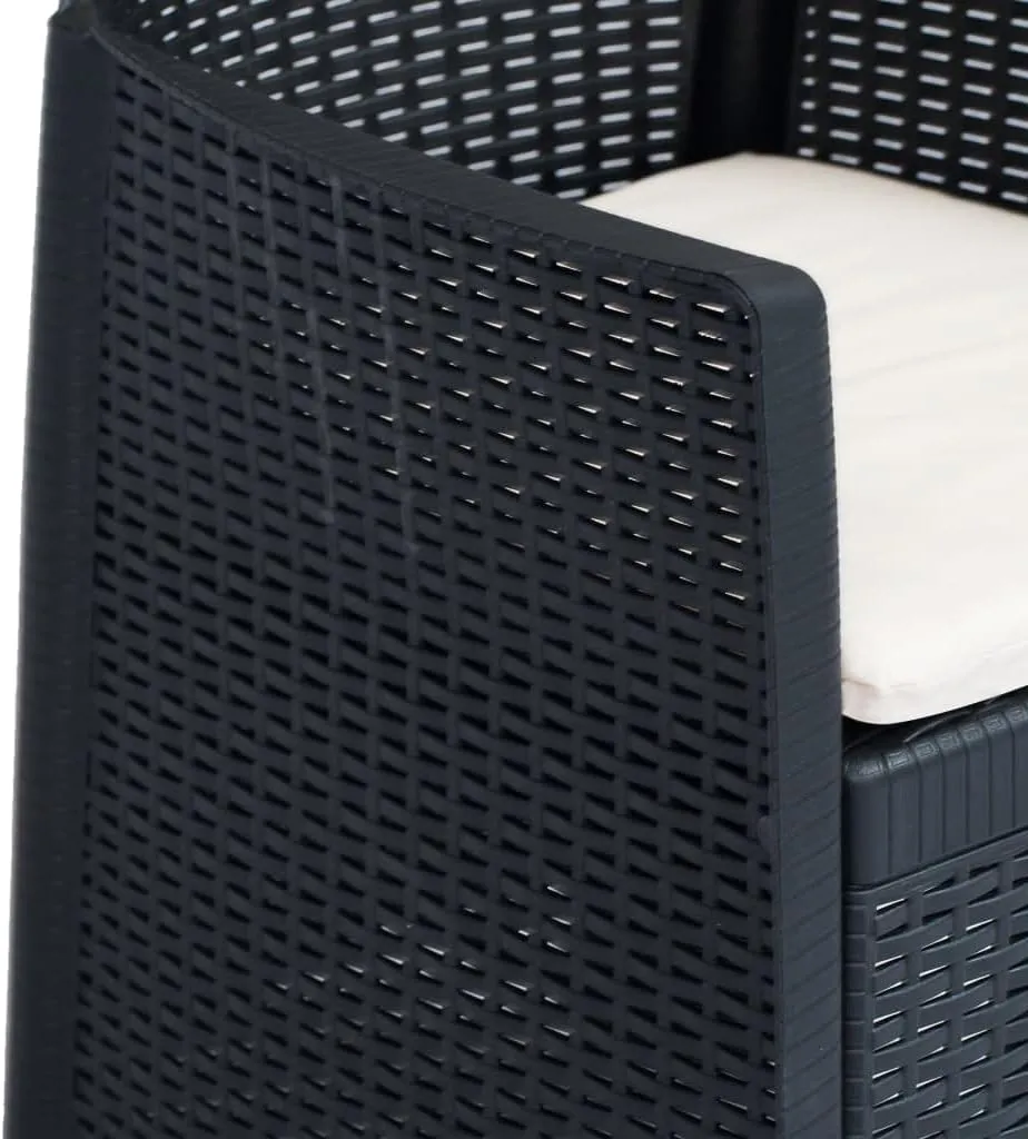 Patio Chairs 2-Piece Set with Cushions Anthracite Plastic Rattan Look Outdoor Furniture for Garden Poolside and Backyard Dining
