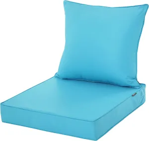 Patio Cushions for Outdoor Furniture, Fade and Weather Resistant Deep Seat and Backrest Cushion Set for Chair Sofa Couch Swing, 22x22 Inch, Teal, 1 Set