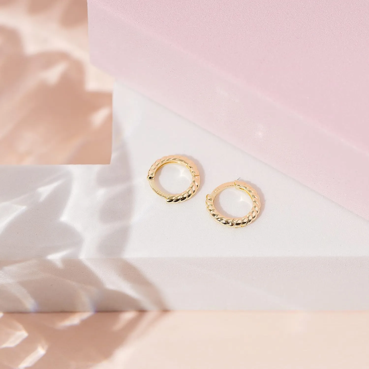 PAVOI 14K Gold Plated 925 Sterling Silver Post Twisted Huggie Earring | Women's Mini Hoop Earrings