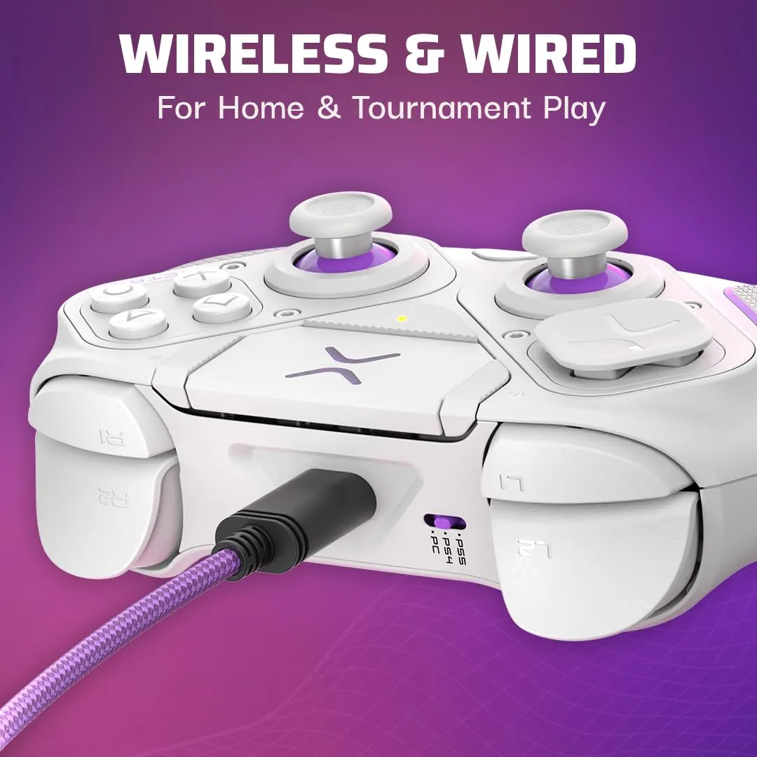 PDP Victrix Pro BFG Wireless Gaming Controller for Playstation 5 / PS5, PS4, PC, Modular Esports Gamepad, Remappable Buttons, Customizable Triggers/Paddles/D-Pad/Fightpad, PC App, White