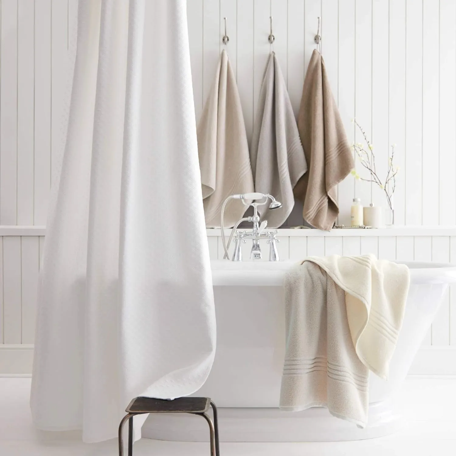 Peacock Alley Chelsea Luxury Towels - Zero Twist Technology - 100% Long Staple Cotton Fluffy Lightweight 6 Piece Set, Linen