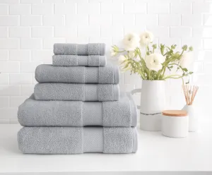 Peacock Alley Diamond 6 Piece Towel Set - Luxurious 100% Long-Staple Turkish Cotton - Soft, Absorbent & Fast Drying, Pewter
