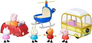 Peppa Pig Peppa's Little Vehicle Playset for Girls and Boys, Includes Helicopter, Camper, and Car, and 5 Figures Set, Preschool Toys, Ages 3  (Amazon Exclusive)