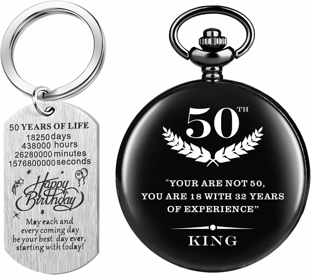 Personalized Pocket Watch with Chain for Men, for His 18/21/30/40/50/60 Years Old,The Quartz Pocket Watch Personalized Engraving 18th to 60th