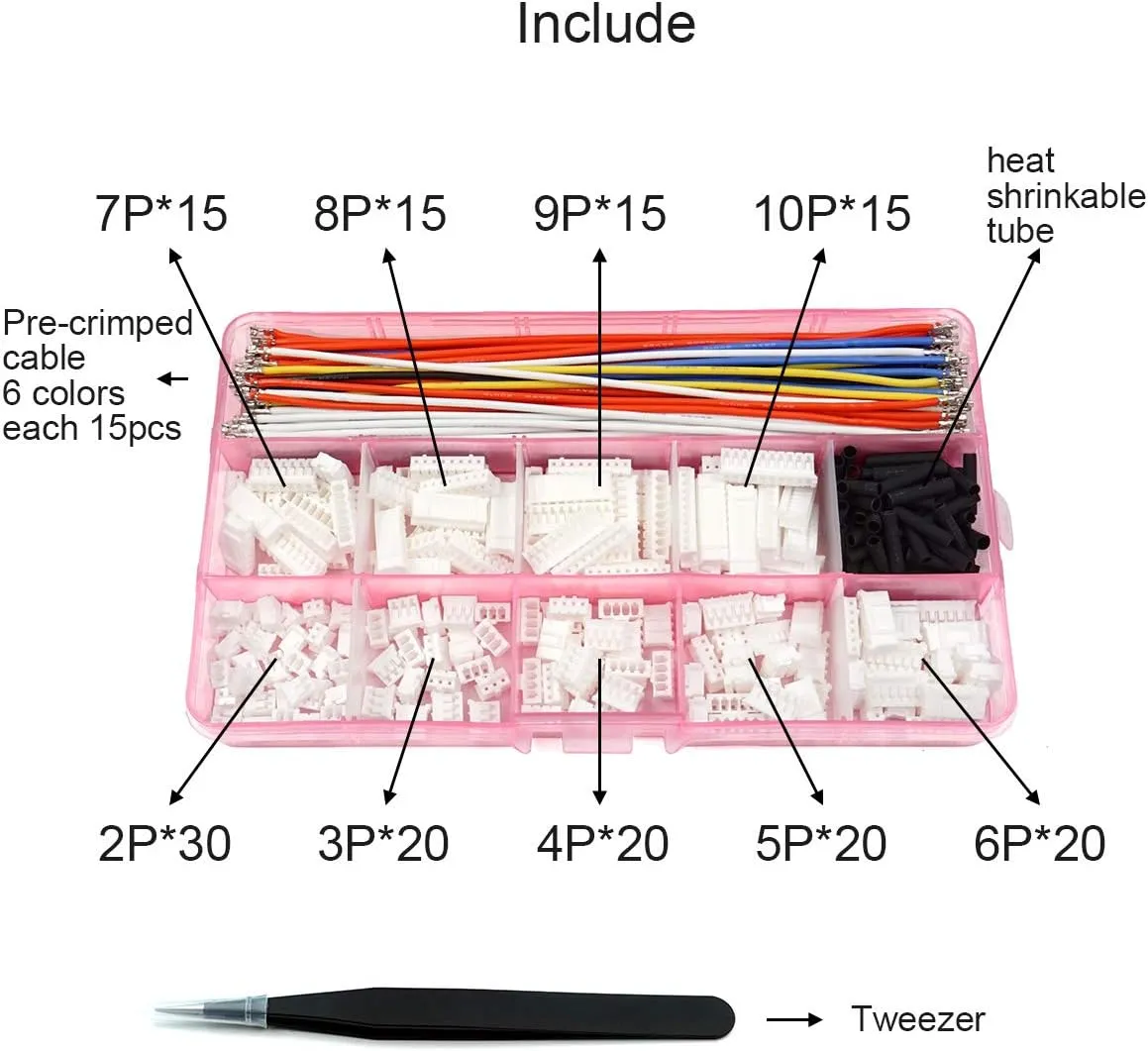 PH 2.0 Connector Pre-crimped Cable Kit Compatible with JST-PH 2.0mm for Battery JJRC H36 Blade Inductrix Tiny Whoop Arduino mkr1010 MKR ZERO and MKR VIDOR 4000 (Connector&Wire)