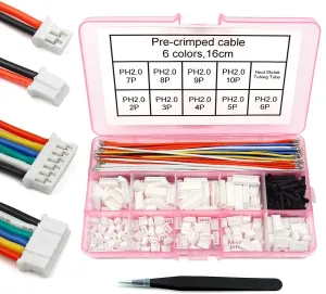 PH 2.0 Connector Pre-crimped Cable Kit Compatible with JST-PH 2.0mm for Battery JJRC H36 Blade Inductrix Tiny Whoop Arduino mkr1010 MKR ZERO and MKR VIDOR 4000 (Connector&Wire)